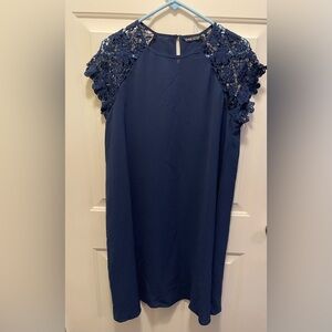 SHEIN Navy Blue Dress with Crochet Detail